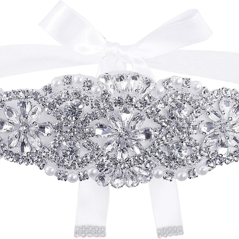 Bridal Crystal Rhinestone Braided Wedding Dress Sash Belt